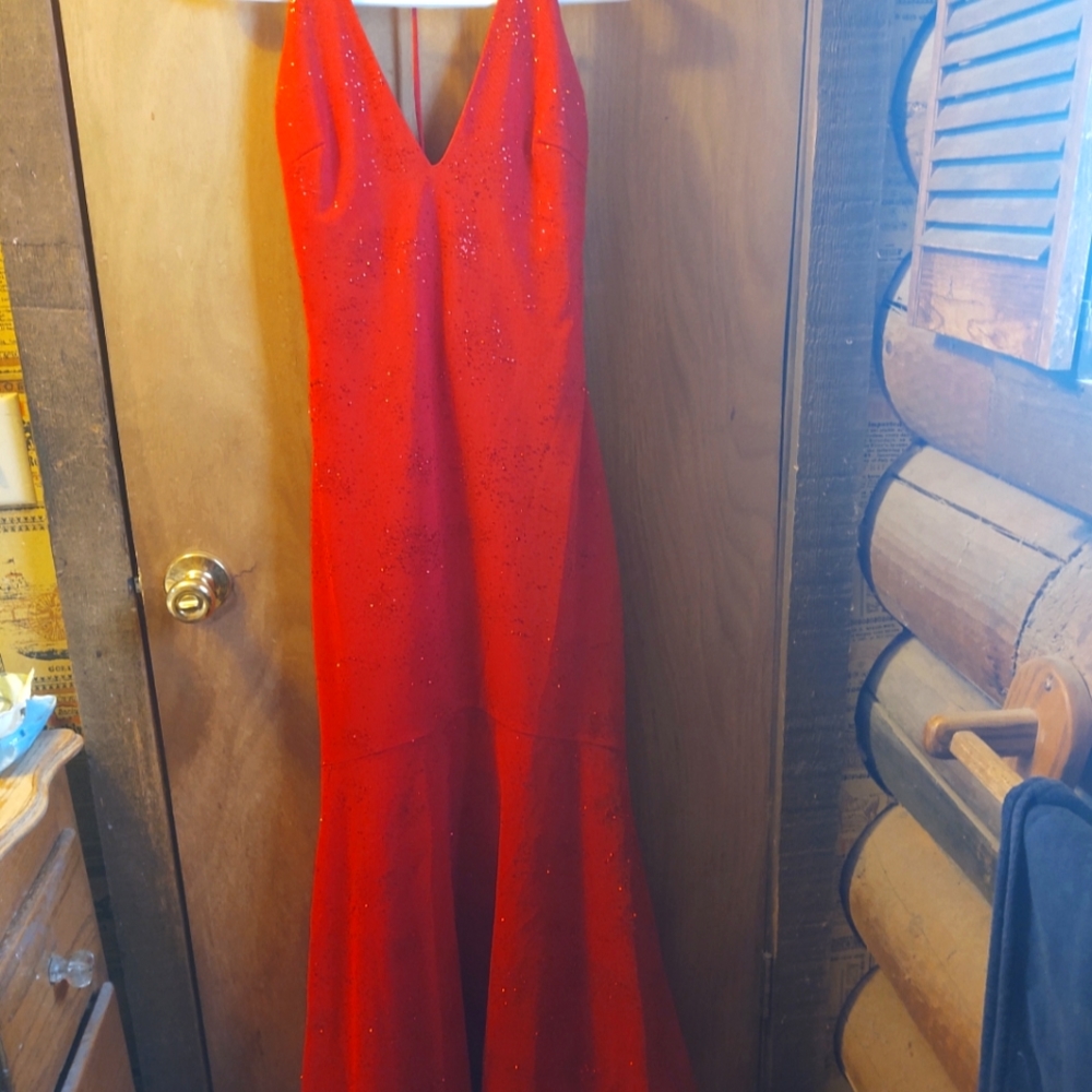 Jessica McClintock- Gunne Sax - Red Party Dress- Slinky and Sparkling